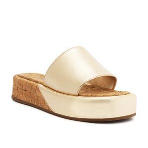 BOX INCLUDED SCHUTZ  Yara Metallic Leather Sandal - Gold - Size 7